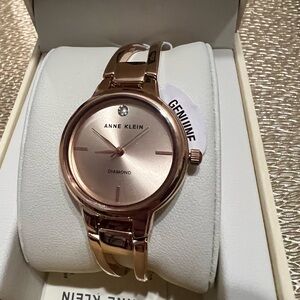 Anne Klein Rose Gold Watch with Crystal Detail